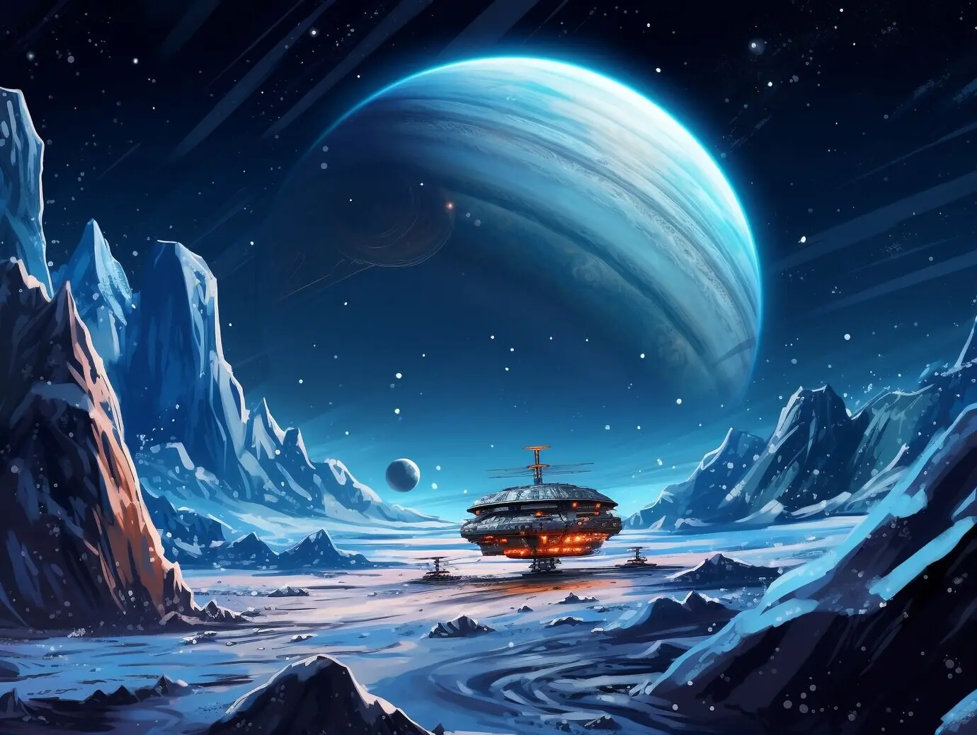 Digitale Kunst mit Galaxien und Planeten